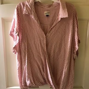 Pink and white striped universal thread blouse